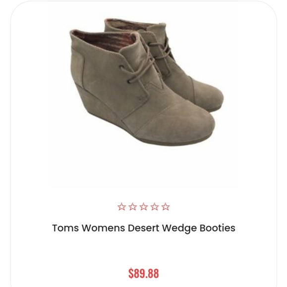 Tom's Desert Tan Genuine Suede Wedge Ankle Bootie Size 8.5 - Picture 3 of 17